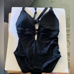 NWT TiniBikini XL Black One Piece Swim Suit